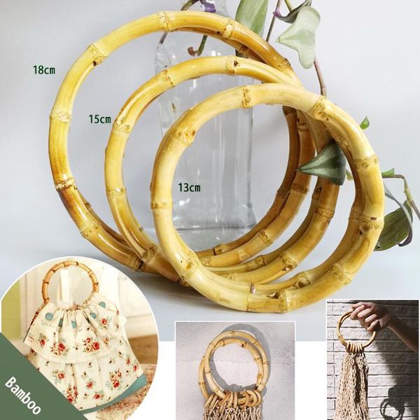 Pares de peças de bolsa pares 10 peças 13 cm 15cm 18 cm de bambu de bambu Diy bolsa de mão anel de círculo natural o maçaneta