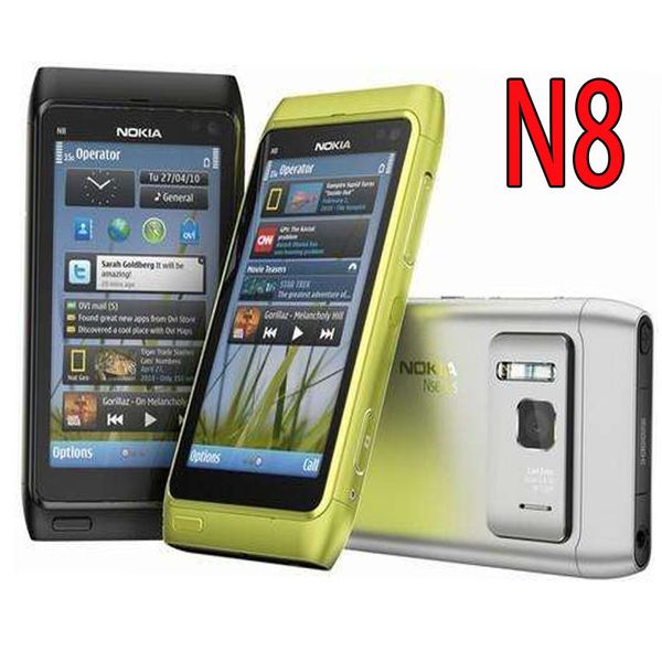 Nokia N8 3G Symbian System Wifi originale ricondizionato Schermo da 3,5 pollici Doppia fotocamera Porta USB Smartphone