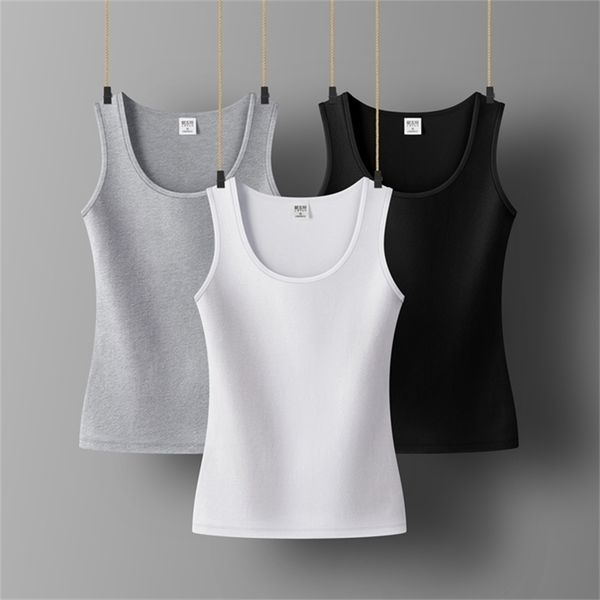 

women clothing sleeveless summer for woman cottton casual t-shirts o-neck tank for girls solid clothes lady 220325, White