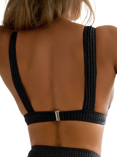 

plain ribbed knit bikini u2vs#, White;black