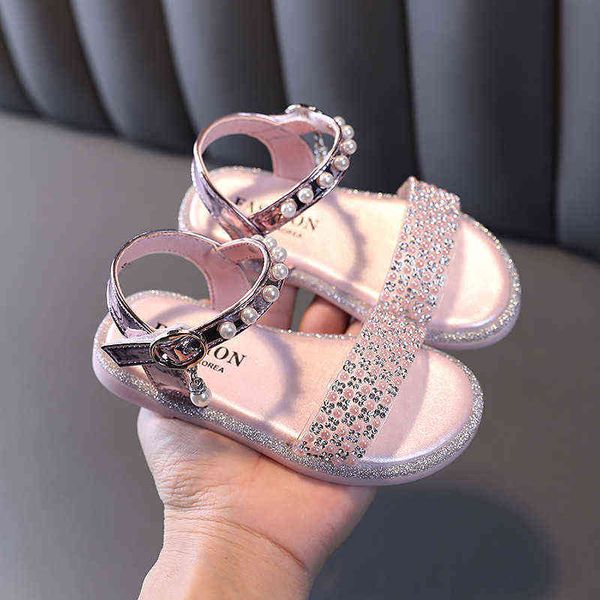 Baby Sommer Sandalen Für Mädchen Kleid Strand Schuhe Kind Elegante Baby Prinzessin Schuh Kleinkind Mode Perlen 2021 1 2 3 4 5 6 jahr G220523