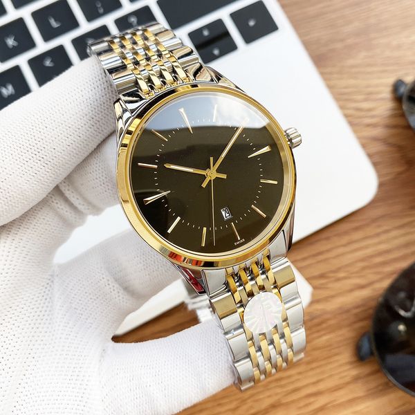 

men's watch mechanical self-winding movement high-strength glass surface stainless steel leather strap ceramic dial surface diameter 39, Slivery;brown