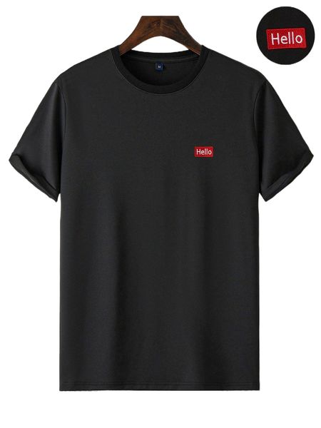 

men letter embroidery tee k3au#, White;black