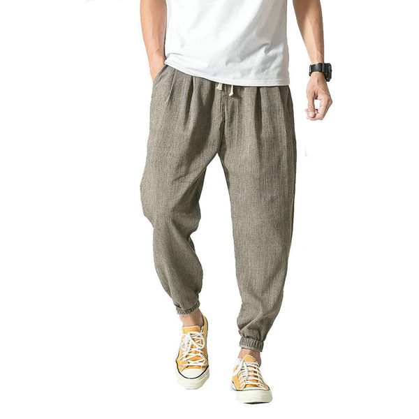 Summer Cotton Linen harem Men calças de estilo chinês joggers homens casuais leves calças de moletom de torcedas de molho 220816
