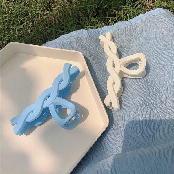 

makaron - spring and summer color grab shark clip ins minority blue mahogany shower clip hairpin temperament hairdress girl, Slivery;white
