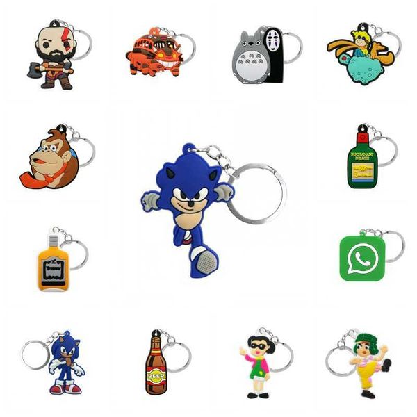 

keychains 1pcs pvc sale key chain lovely cartoon figure ring anime character holder fit kids child toy pendants xmas gift, Silver