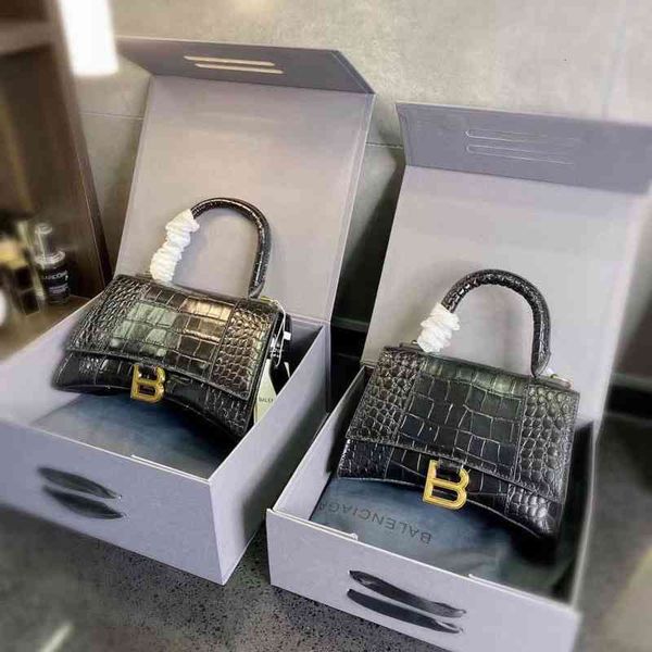 

designer luxury balencaigas'ss handbags hourglass 2022 leather bag crocodile high-end net red fashion messenger high version female