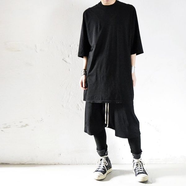 

american rick 2022ss solid loose t-shirt black owens oversized t-shirts luxury high streetwear cotton top, White;black