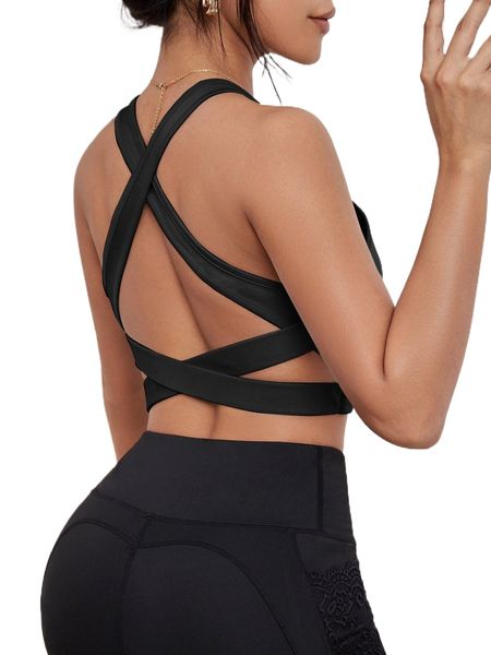 

breathable softness crisscross back sports bra 28fg#, Gray