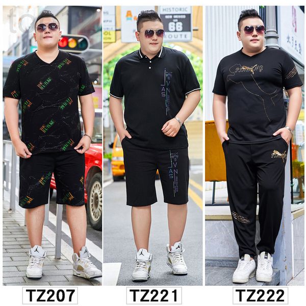 

men's casual shirts designer trendy menswear plus fat size loose short sleeve casual sports suit guy t-shirt sweatshirt two-piece set t, White;black