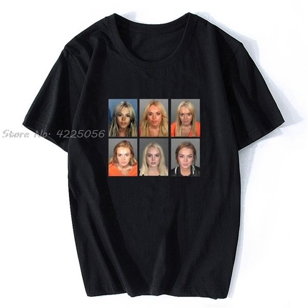 Lindsay Lohan Mashup Ünlü Kupalar Vintage Grunge Görünümlü Fan T Gömlek Baskı Moda Erkekler Pamuk Tshirt Tees Streetwear 220.725