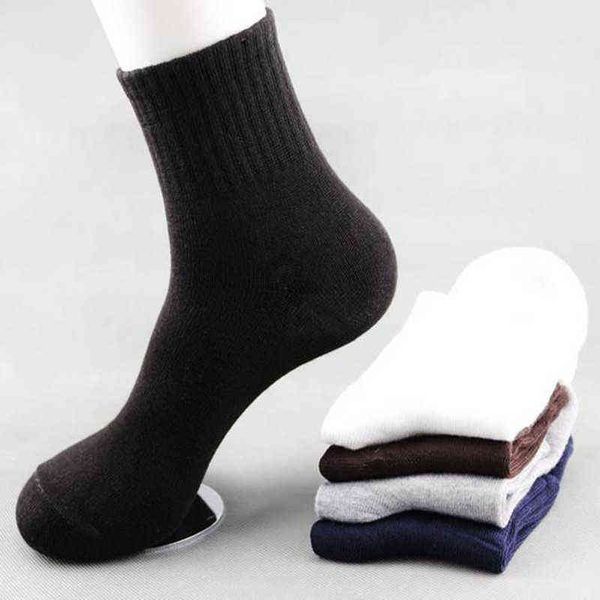 

mens solid color socks cotton fashion in tube winter male casual business breathable, Black