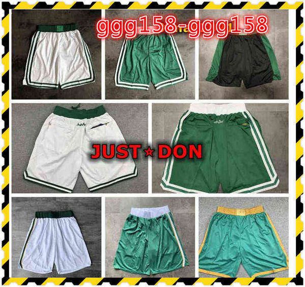 Vintage Herren Retro Basketball Shorts Classic Mesh BOSTONian Just Don Grün Weiß Tasche Kemba Walker Jayson Tatum Swingman