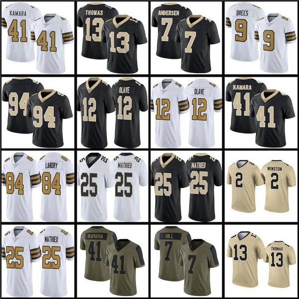 

jersey 84 jarvis landry 12 chris olave football''nfl''jersey 2 jameis winston demario davis 41 alvin kamara michael thom, Black;red