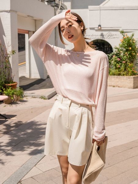 

dazy drop shoulder rib-knit tee e1lw#, White