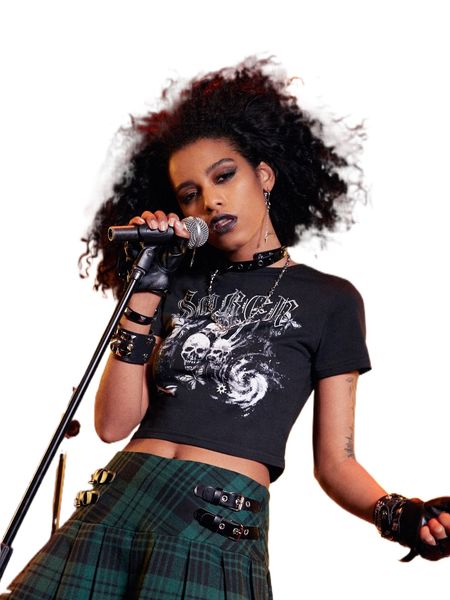 

romwe punk rock skull print crop tee 03mk#, White