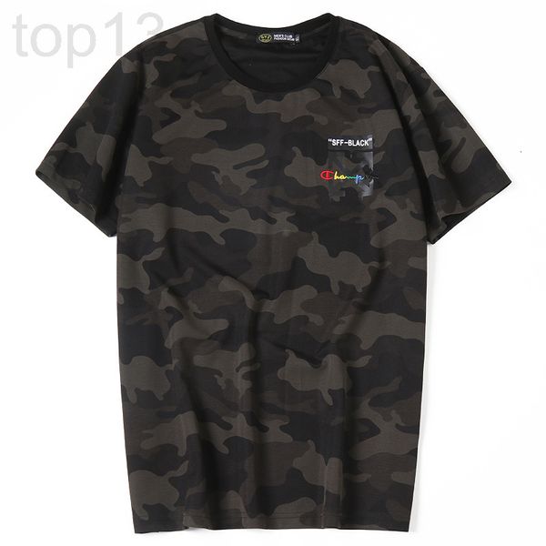 

men's t-shirts designer 2021 men's spring and summer new round neck short sleeve camouflage t-shirt large fat man t-shirt casual 7, White;black