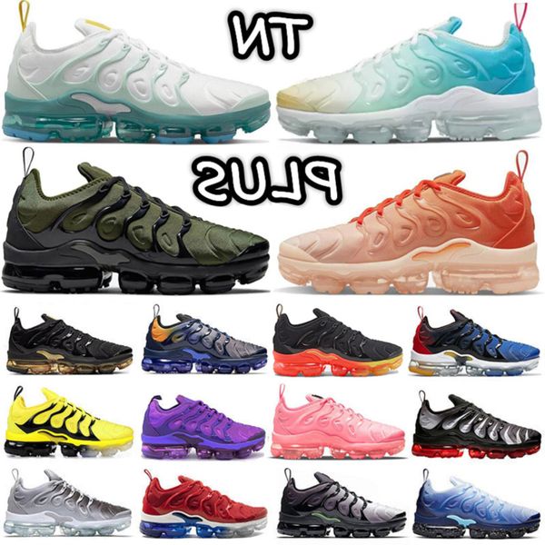 

2022 new tn plus mens running shoes since 1972 orange gradients lemon lime triple black white red royal blue metallic gold fresh men women t