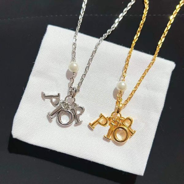 

fashion initial pendant necklace bijoux for lady womens party wedding lovers gift jewelry with box, Silver
