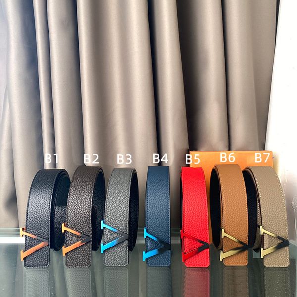 

designer reversible belt for man woman classics genuine cowskin belts fashion gradient buckle 7 options width 3.8cm with box, Black;brown