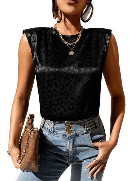 

tall leopard print key hole back satin tank j9mc#, White