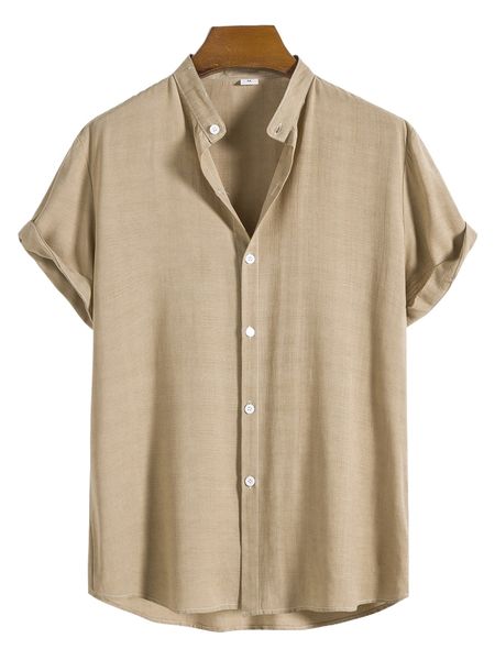 

men solid button through shirt 86rg#, White;black