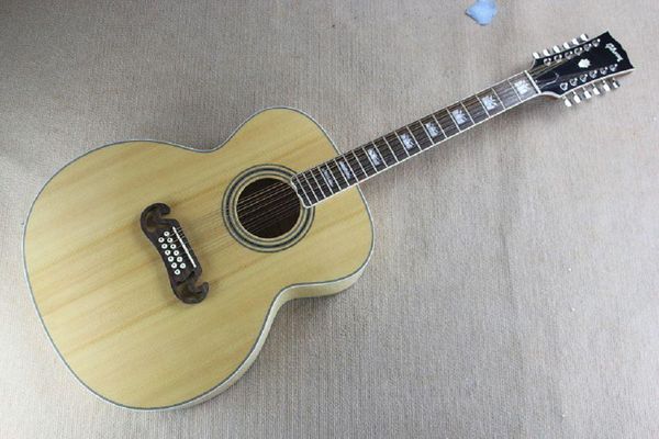 

solid wood 43 inches 12 string acoustic guitar j200 burlywood acoustic electric guitar
