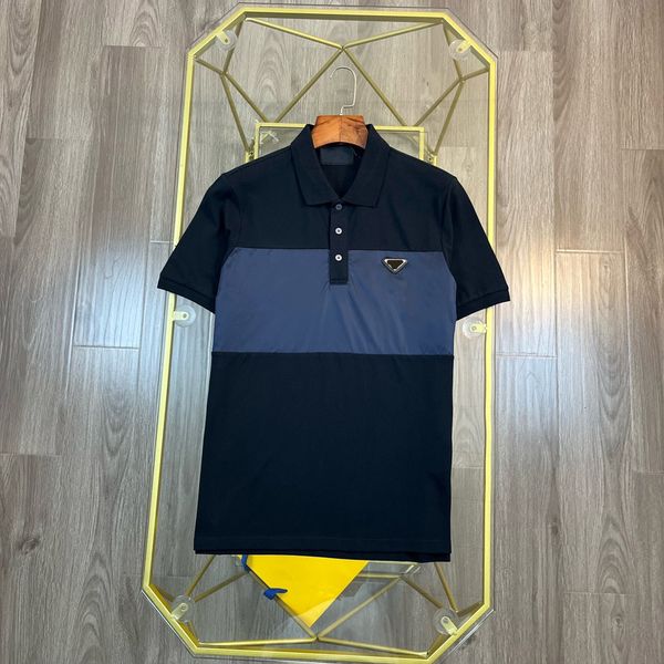 

men's polos t-shirt designer mens polos shirt short sleeves casual retro brand classic pocket half zipper pull arm badge inverted tria, White;black