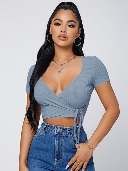 

sxy surplice neck knot side r1fx#, White