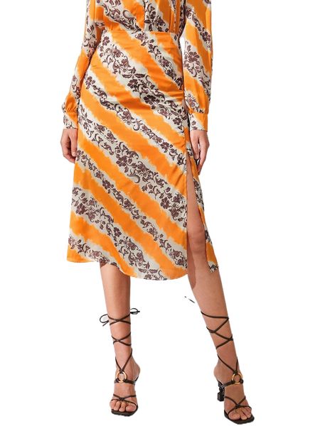 

floral print split hem skirt v6wn#, Black