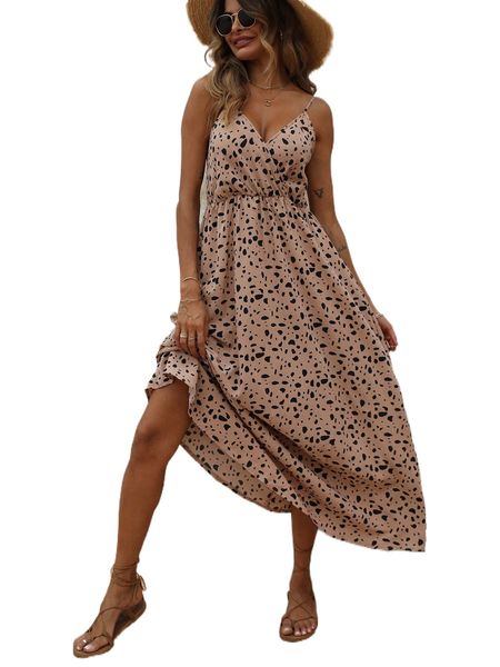 

allover print surplice neck dress 91e9#, Black;gray