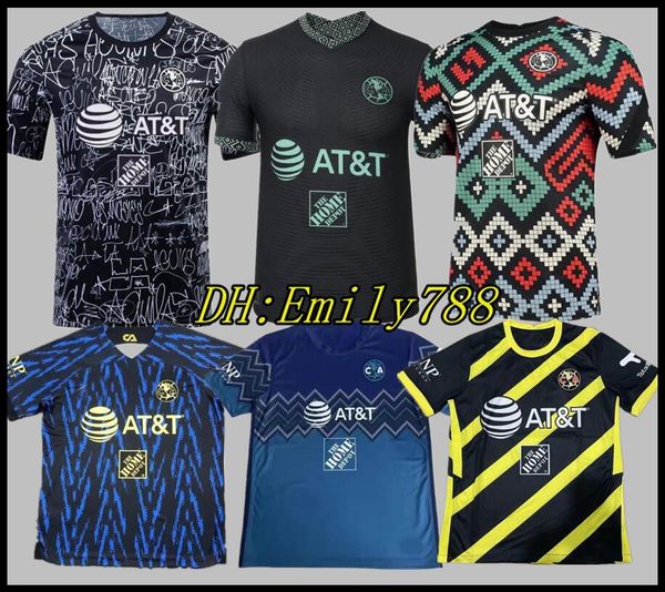 

liga mx club america 2021 2022 2023 soccer jerseys r.martÃ­nez giovani f.vinas caceres b.valdez home away 3rd training 21 22 23 football shir, Black;yellow