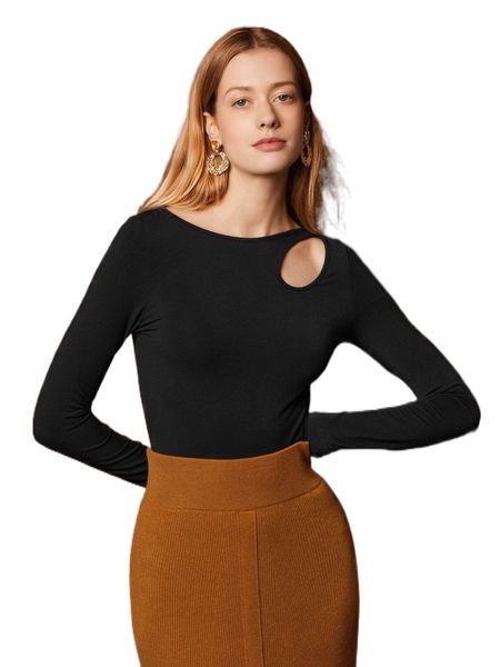 

motf premium viscose cut out bodysuit 96k9#, White
