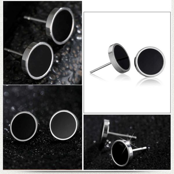 

black stainless steel stud earrings hip hoop ear rings for women men fashion jewelry will and sandy, Golden;silver