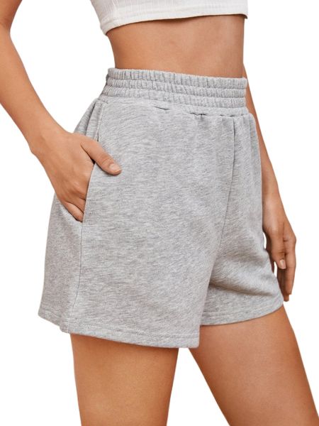 

solid elastic waist shorts 15p1#, White;black