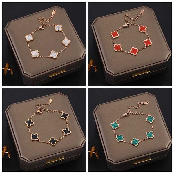 

fashion design colorful clover charm bracelet 18k rose gold stainless steel jewelry for women gift, Golden;silver