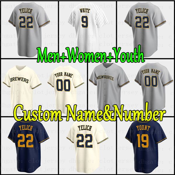 

brewers jersey milwaukee 22 christian yelich andrew 24 mccutchen hunter renfroe baseball 19 robin yount brandon woodruff corbin burnes devin, Blue;black