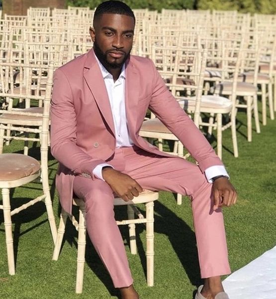

latest fashion pink groomsmen suit groom tuxedos men wedding suits formal prom dinner man blazer 2 pieces, Black;gray