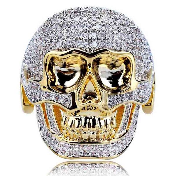 

hop hip gold jewelry iced out skull rings for men new arrival diamond men's bling rings261l, Silver