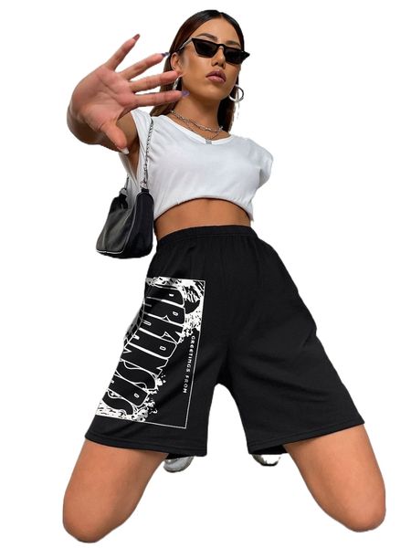 

letter graphic shorts p3aj#, White;black