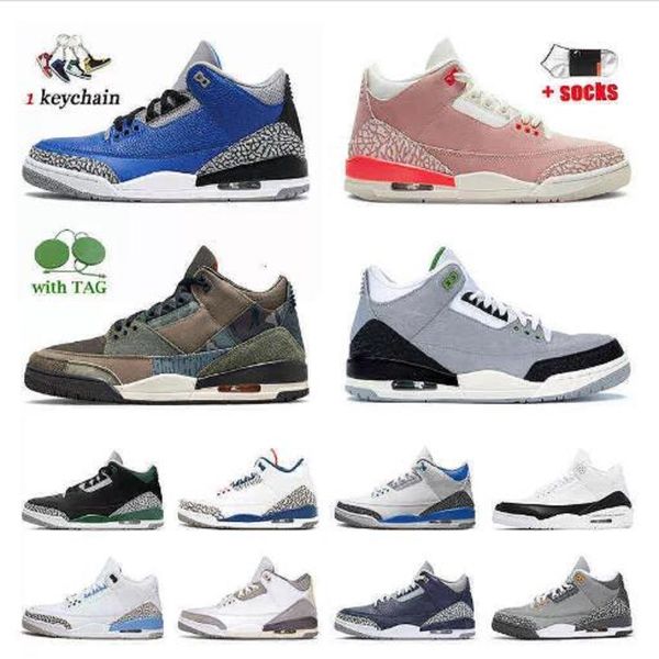 

designer basketball shoes 3 mens women jumpman 3s patchwork chlorophyll rust pink cool grey court purple fire red jth nrg white cement