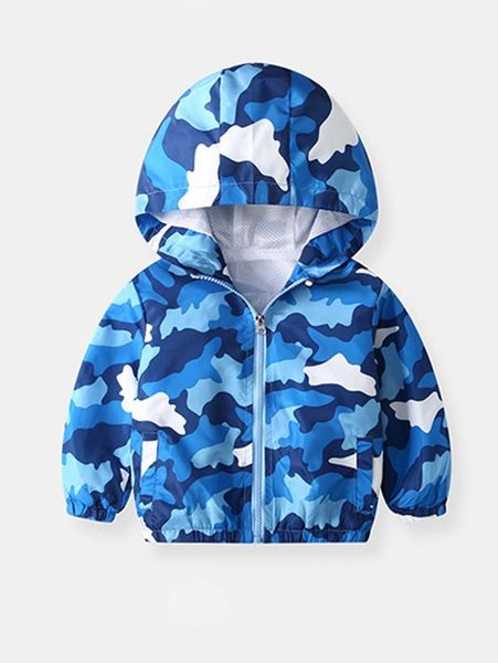 

toddler boys camo hooded wind jacket she, Blue;gray