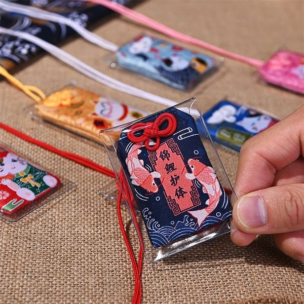 

japanese prayer omamori pray fortune beauty health safety lucky charms wealth bag guard talisman pendant keychain couple gift 220622, Silver