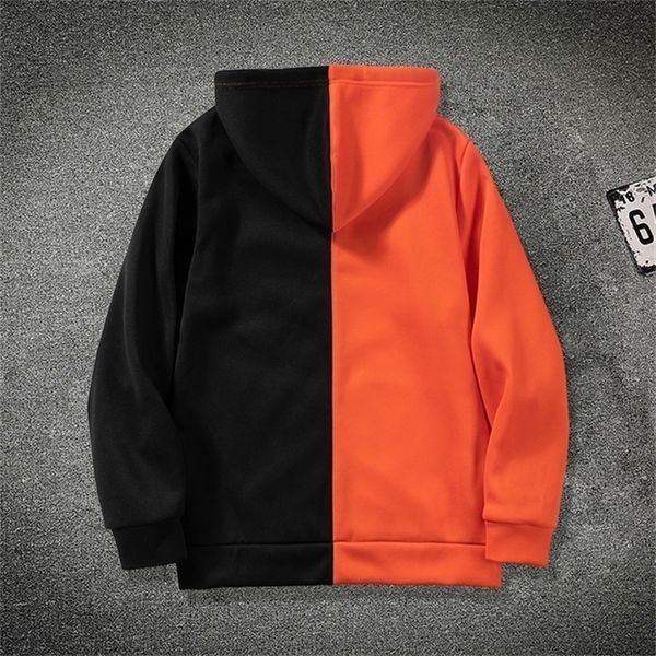 

mens sweatshirts patchwork casual hooded sweatshirt men cardigan zipper hoodies men coat male solid streetswear red black t200603