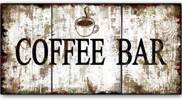 

original retro design coffee bar solid wood signs wall art|natural wooden board print poster oils painting wall decoration for