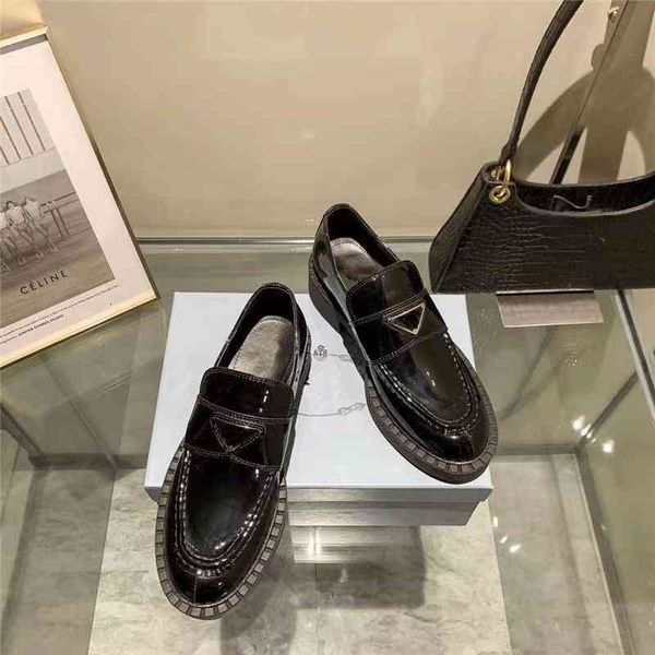 

liu dress shoes wen's same thick soled lefu shoes in early spring pointed triangular standard one pedal gear small leather qmah, Black