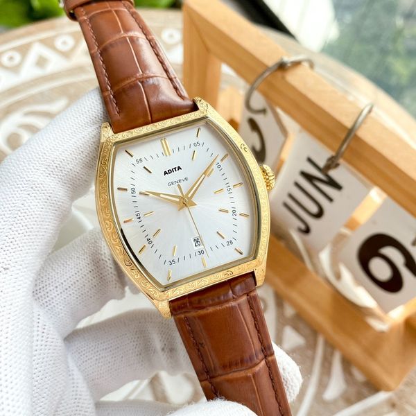 

adita oyster classic women and men for watch precision durable cowhide stainless steel sliding clasp ladies quartz diving ceramic watch rx00, Slivery;brown