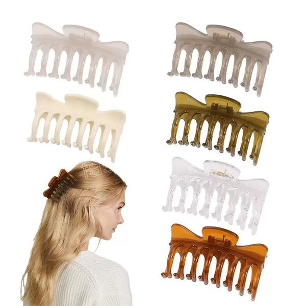 

length 8.5 cm transparent jelly color m-shape hair clamp women bath ponytail headdress hairpins medium plastic hair claw clips scrunchies he, Slivery;golden