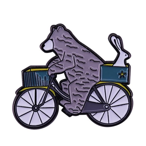 

catherine-redgate bear on a bike enamel pin brooch scottish mental health encouragement saying slogan journey support adventure, Blue