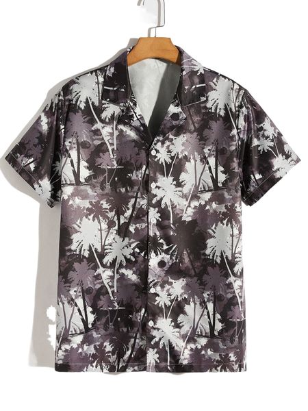 

romwe guys tropical print shirt f57e#, White;black